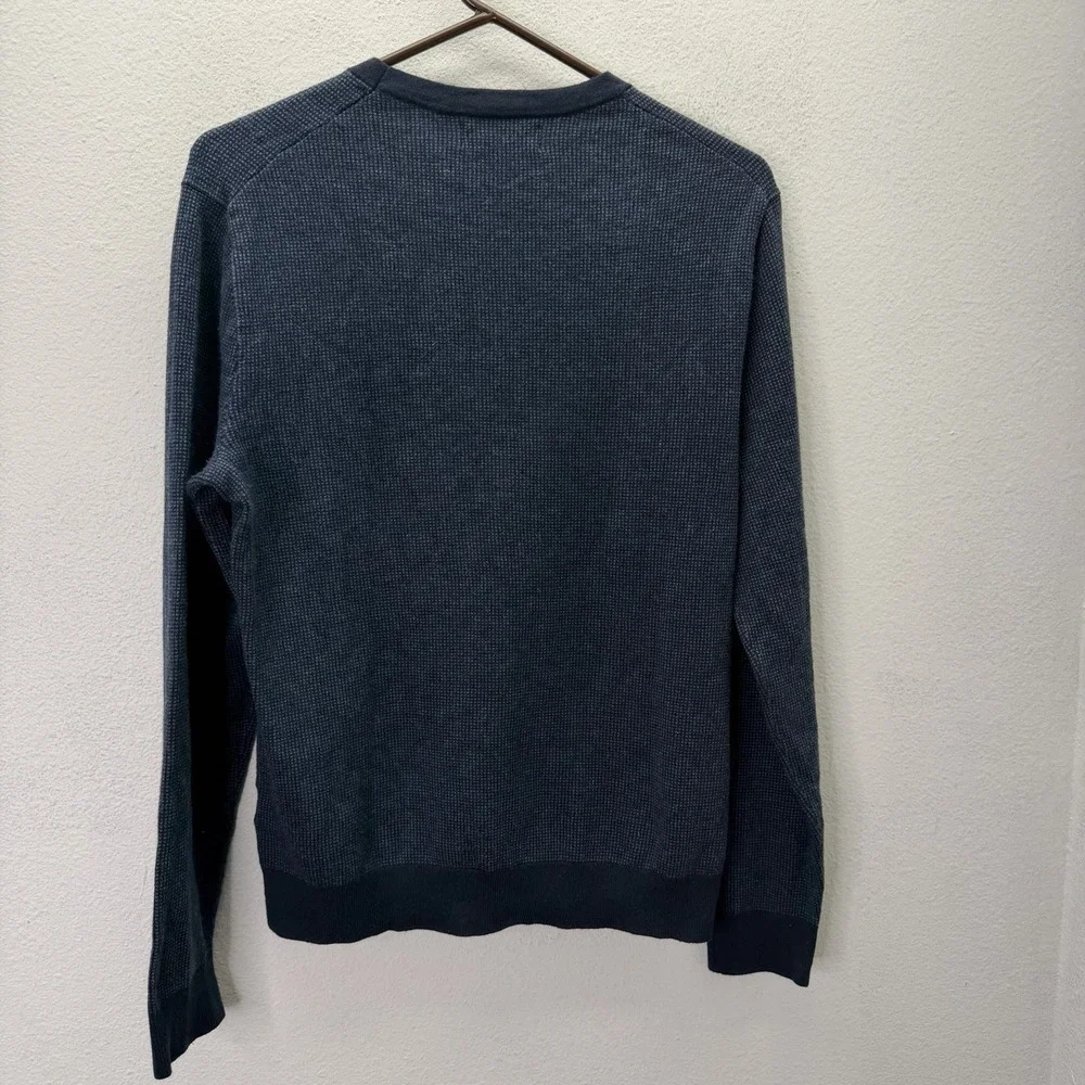 Banana Republic Sweater Men M Blue Stripe Premium Luxe Yarn Cotton Silk Cashmere